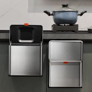 Kitchen Garbage Bin Wall-Mounted Stainless Steel Household No-Drilling Kitchen Waste Hanging Storage Bin 2025 New Model Bathroom